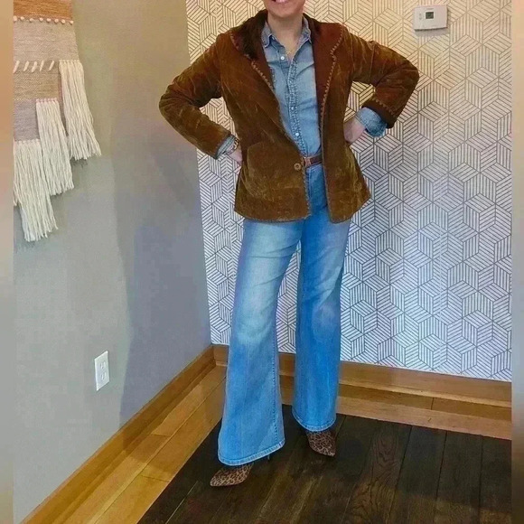 Brown 70's Retro Fuzzy Jacket with Collar Size Medium - Picture 8 of 11